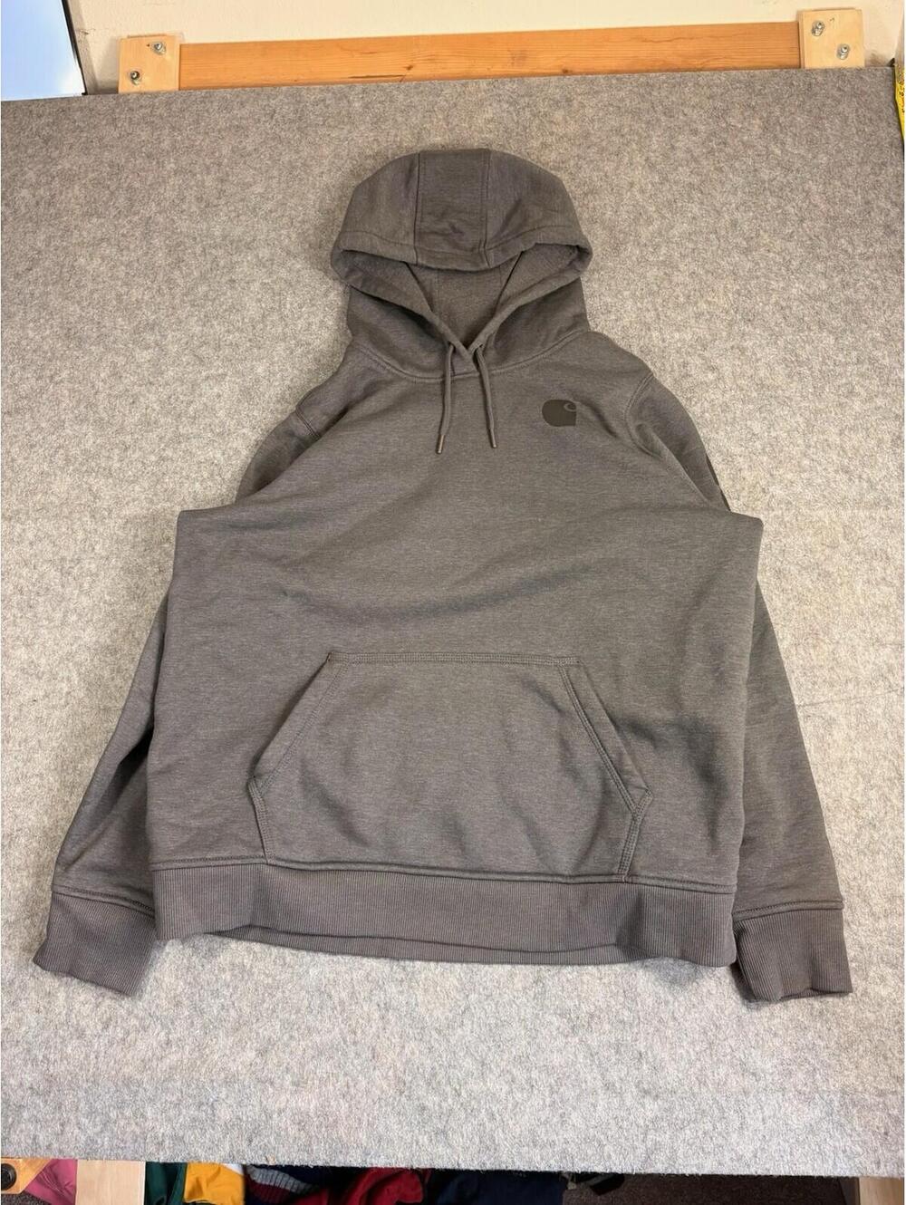 Carhartt Hoodie Womens XL Gray Pullover Hooded Pockets Relaxed Fit Workwear
